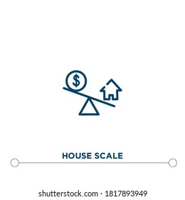 icono del vector de contorno de escala de casa. ilustración de elemento simple. icono de esquema de escala de casa a partir del concepto de propiedad inmobiliaria editable. se puede usar para web y móvil
