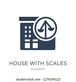 house with scales icon vector on white background, house with scales trendy filled icons from Buildings collection, house with scales vector illustration