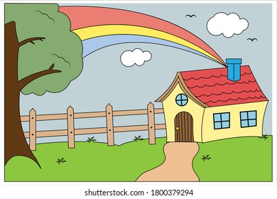 house scenery images simple vector illustration design