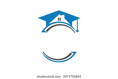House school education logo design. Student housing logo template. Pro Vector