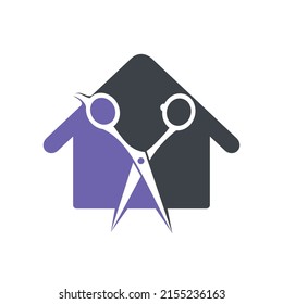 House Of Scissors Logo Design Icon Template. Barbershop vector logo design template.
