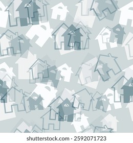 House. Seamless pattern of house, building. Hand drawn. Vector illustration.
