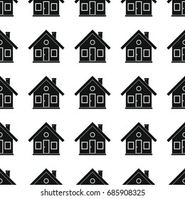 House seamless pattern vector illustration background. Black silhouette house stylish texture. Repeating house seamless pattern background for architecture design