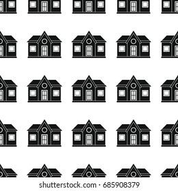 House seamless pattern vector illustration background. Black silhouette house stylish texture. Repeating house seamless pattern background for architecture design