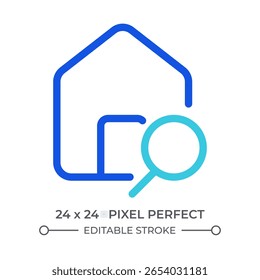 House search colorful line ui icon. Home inspection, research. Modern technology, online. Real estate, property. Isolated vector duotone linear symbol. User interface element, pixel perfect