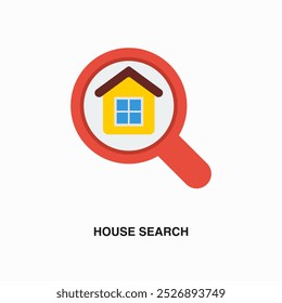 House Search flat colored icon or logo. Symbol or sign on house repair and maintenance services theme. Editable vector illustration.