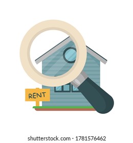 House search flat icon. Real estate illustration. Vector.