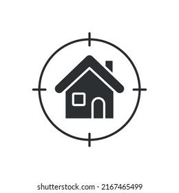 House search glyph icon. Vector isolated drawing. Flat illustration.