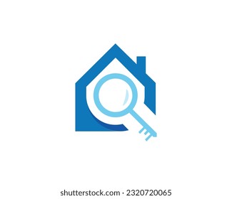 house with search icon and key logo