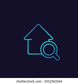 house search icon, real estate logo in linear style