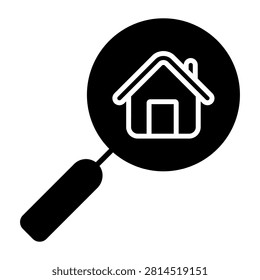 House search icon vector. Home finder illustration sign. Property search symbol. House search logo or mark.