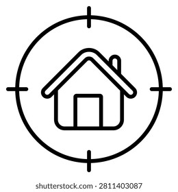 House search icon vector. Property finder illustration sign. Home search symbol. Real estate search logo or mark.