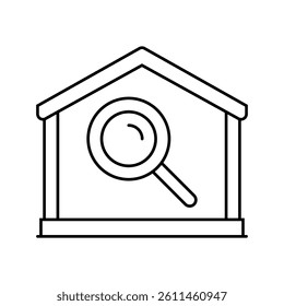 house search magnifying glass line icon vector. house search magnifying glass sign. isolated contour symbol black illustration