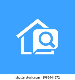 icono del vector de búsqueda de casa con un hogar