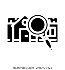 house searchmagnifying glass glyph icon vector. house searchmagnifying glass sign. isolated symbol illustration
