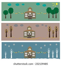 House in Seasons: summer, autumn and winter