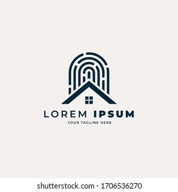 plantilla de diseño de logotipo seguro de la casa, diseño de logotipo con dedo de mano