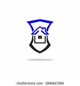Diseños del logotipo de Escudo seguro de la casa vectores de concepto de la plantilla de logotipo de protección del hogar ilustración de material