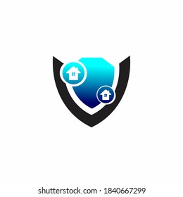 Diseños del logotipo de Escudo seguro de la casa vectores de concepto de la plantilla de logotipo de protección del hogar ilustración de material
