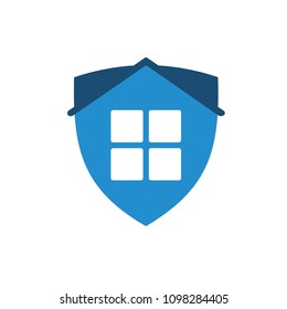 House security company logo representing smart home technology symbol. Abstract symbol of security. Shield and security logo