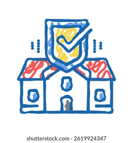 house security doodle icon sketch vector. house security sign. isolated symbol illustration