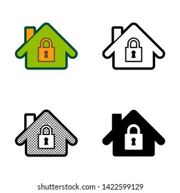 House Security Icon in Different Color and Style