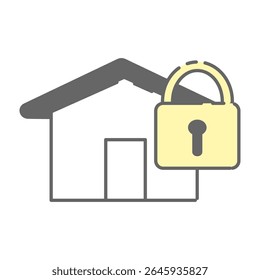 House Security Icon with Locked Padlock