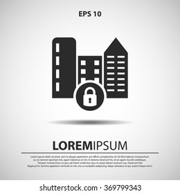 house security icon for web and mobile. apartment silhouette in flat design style