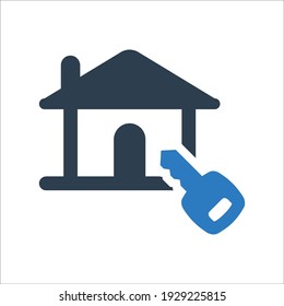 House security icon.locked house,key (vector illustration)