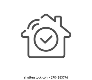 House security line icon. Smart home sign. Private protection symbol. Quality design element. Editable stroke. Linear style house security icon. Vector
