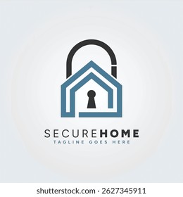 House Security Logo - Secure Home Logo Design Template with Padlock Concept