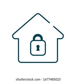 casa con icono de candado de seguridad sobre fondo blanco, estilo de línea, ilustración vectorial