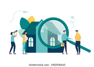 House selection and search, house project, real estate business concept, vector illustration  - Shutterstock ID 1902936610