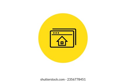 Selección y búsqueda de la casa, proyecto de la casa, icono del negocio inmobiliario, ilustración vectorial del botón del sitio web