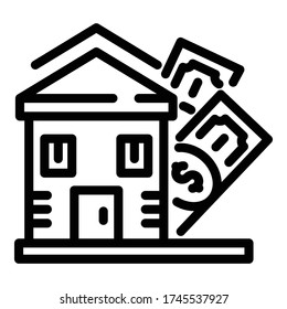 House selling icon. Outline house selling vector icon for web design isolated on white background