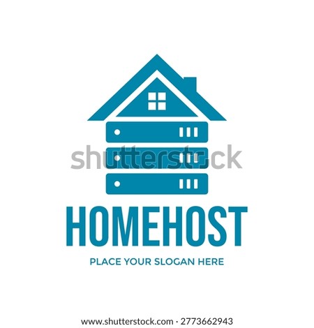 House and server rack combination logo. Ideal for home server, smart home, domain registration, or local hosting.