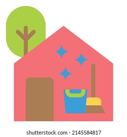ilustración vectorial de icono plana de servicio doméstico