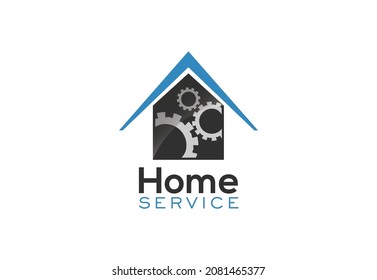 Logo-Konzept des Hausdienstes mit flachem Vektordesign