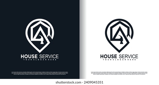 Logotipo del servicio de la casa con el concepto de elemento único creativo vector premium