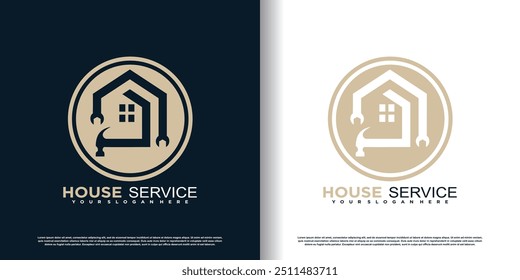 House service logo with creative unique element concept premium vector