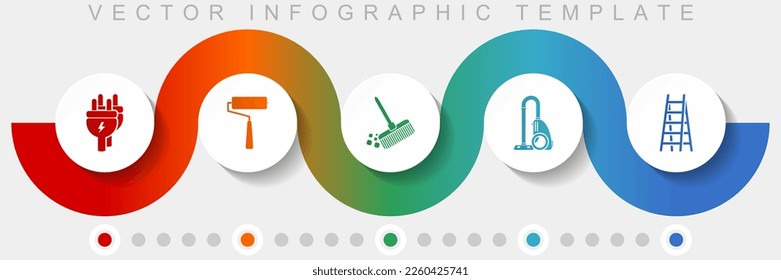 House services infographic vector template with icon set, miscellaneous icons such as plug, paint roller, broom, vacuum cleaner and ladder for webdesign and mobile applications
