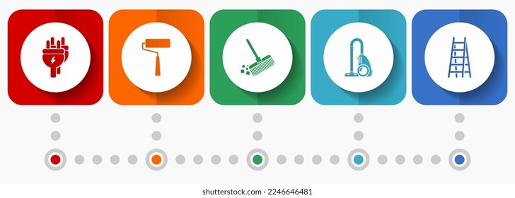 House services vector icons, flat design web buttons collection, business concept infographic template