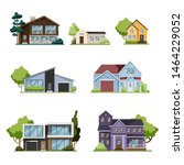 House set. Collection of cottage, modern architecture. Idea of real estate. Isolated flat illustration vector