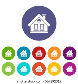 House set icons in different colors isolated on white background
