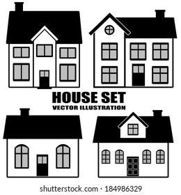 House set on white background, vector illustration