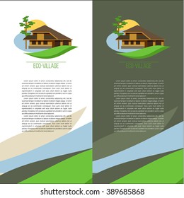 House. Set of vector posters with the logo of ECO-villages, ECO-house. Brand style. Suburban real estate.