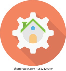 house setting vector flat colour icon 