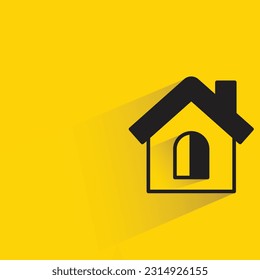 house with shadow on yellow background