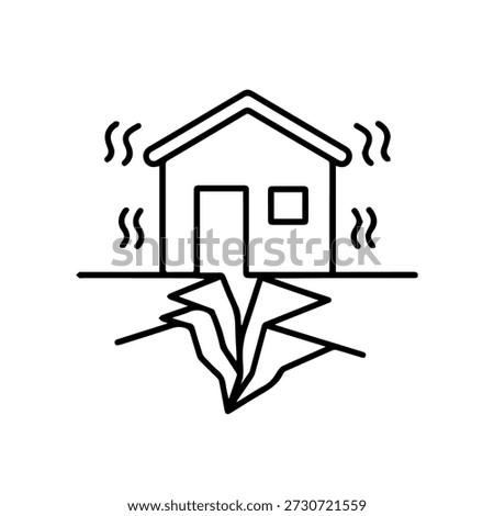 house is shaking earthquak vector line icon on a white background.
Vector line icon on a white background