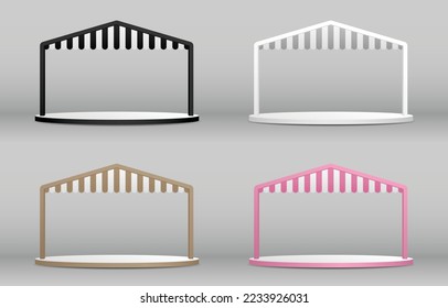 house shape arch with awning display stage 3d illustration vector